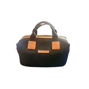 Dooney & Bourke Black Canvas Satchel Top Handle Bag Leather‎ Trim Zip